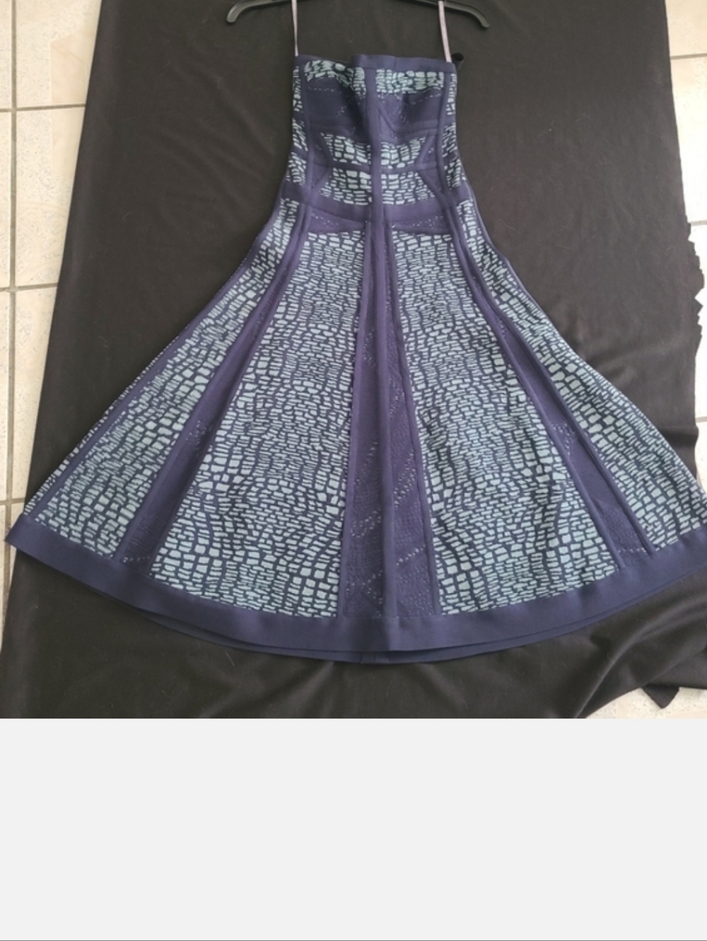 Herve Leger Strapless Navy and Light Blue Dress